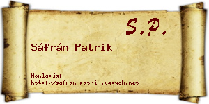 Sáfrán Patrik névjegykártya